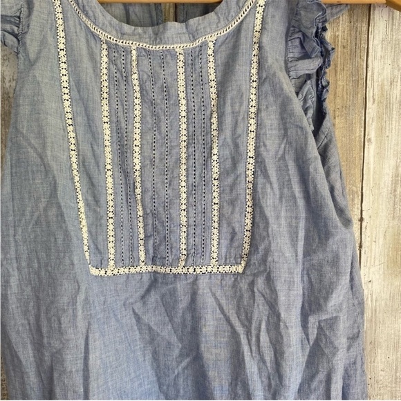 Loft Blue Ruffle Sleeveless Blouse - Picture 2 of 4